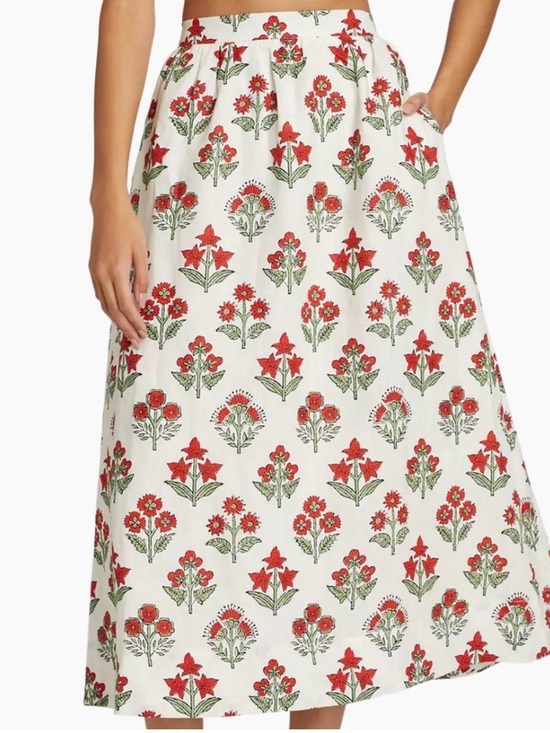 RHODE Dresses & Skirts - Rhode Aaron Skirt Red Floral Print in 100% linen